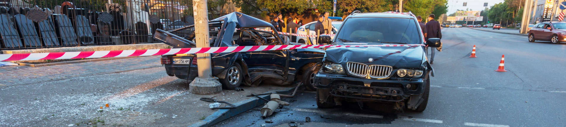 Two wrecked cars after a collision