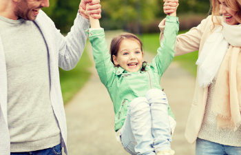 happy family of three